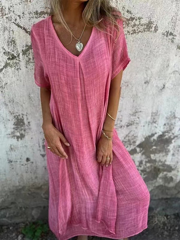 Robe kimono longue pour femme avec col en V — plage