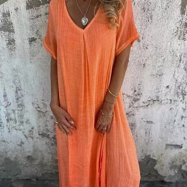 Robe kimono longue pour femme avec col en V — plage
