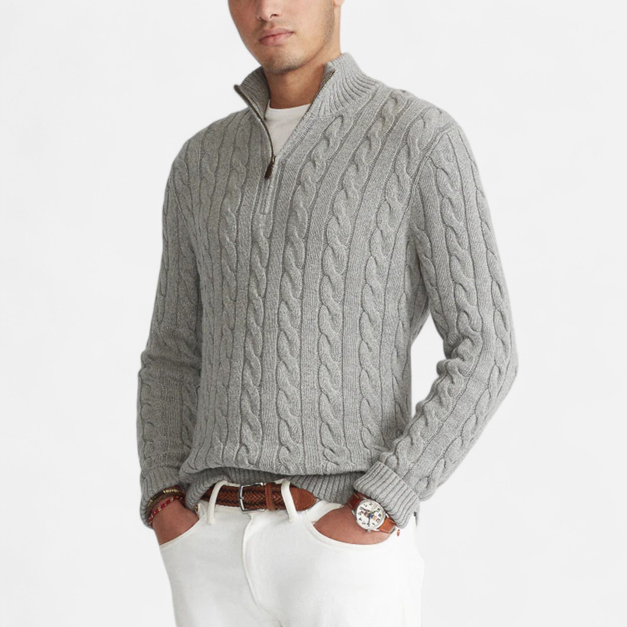 Eliaro Moda | Maglione Uomo Mezza Zip Collo Alto Stile Classico