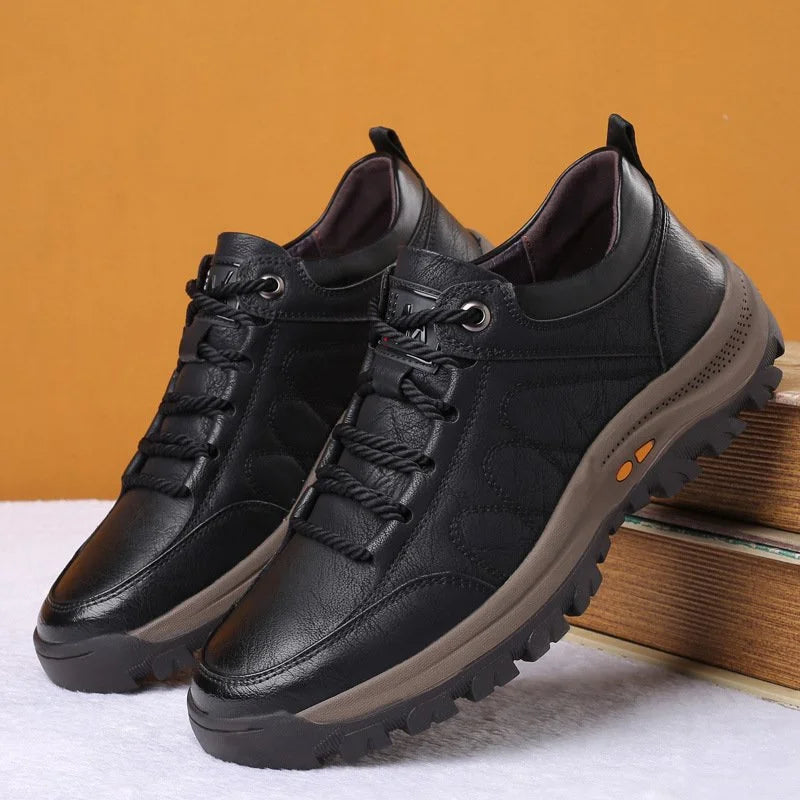 Baskets en cuir pour homme sportives avec lacets et semelle antidérapante