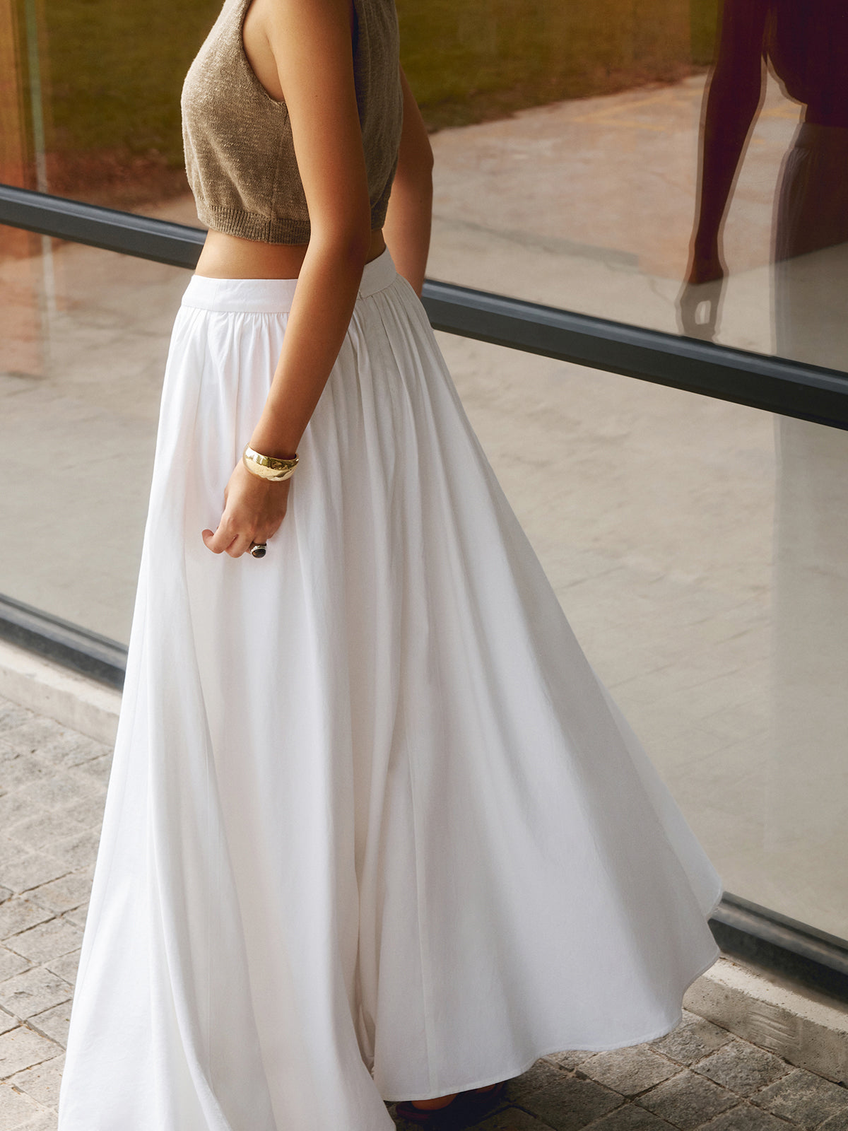 Falda maxi para mujer conjunto de dos piezas con cintura alta — vacaciones