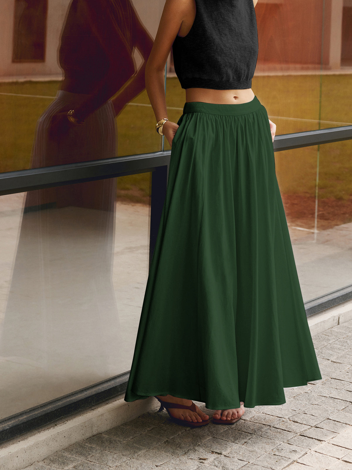 Falda maxi para mujer conjunto de dos piezas con cintura alta — vacaciones