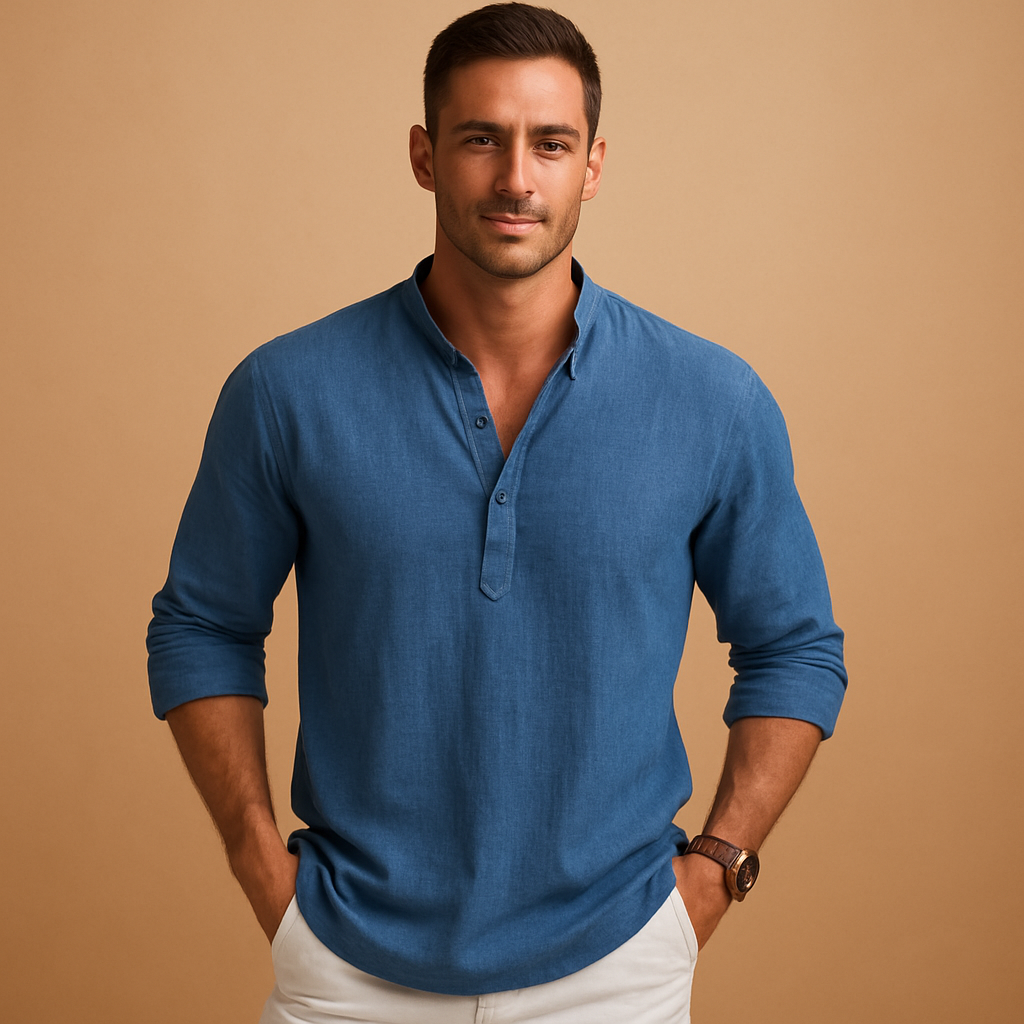 Camicia a maniche lunghe con collo a V