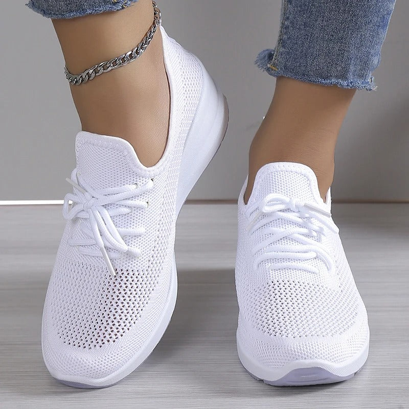 Zapatillas mujer cuña plataforma malla transpirable deporte casual