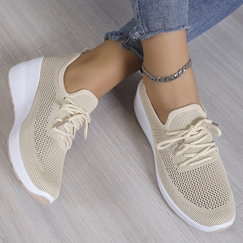 Zapatillas mujer cuña plataforma malla transpirable deporte casual
