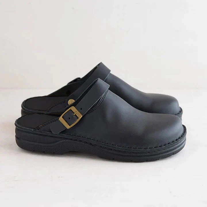 Zoccoli uomo in pelle premium punta tonda fibbia regolabile comfort