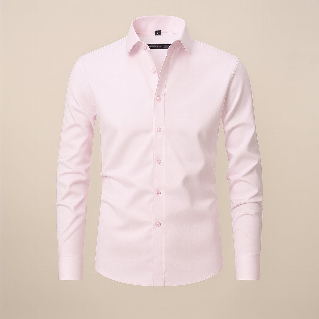 Camicia a maniche lunghe da uomo — taglio strutturato senza pieghe — formale
