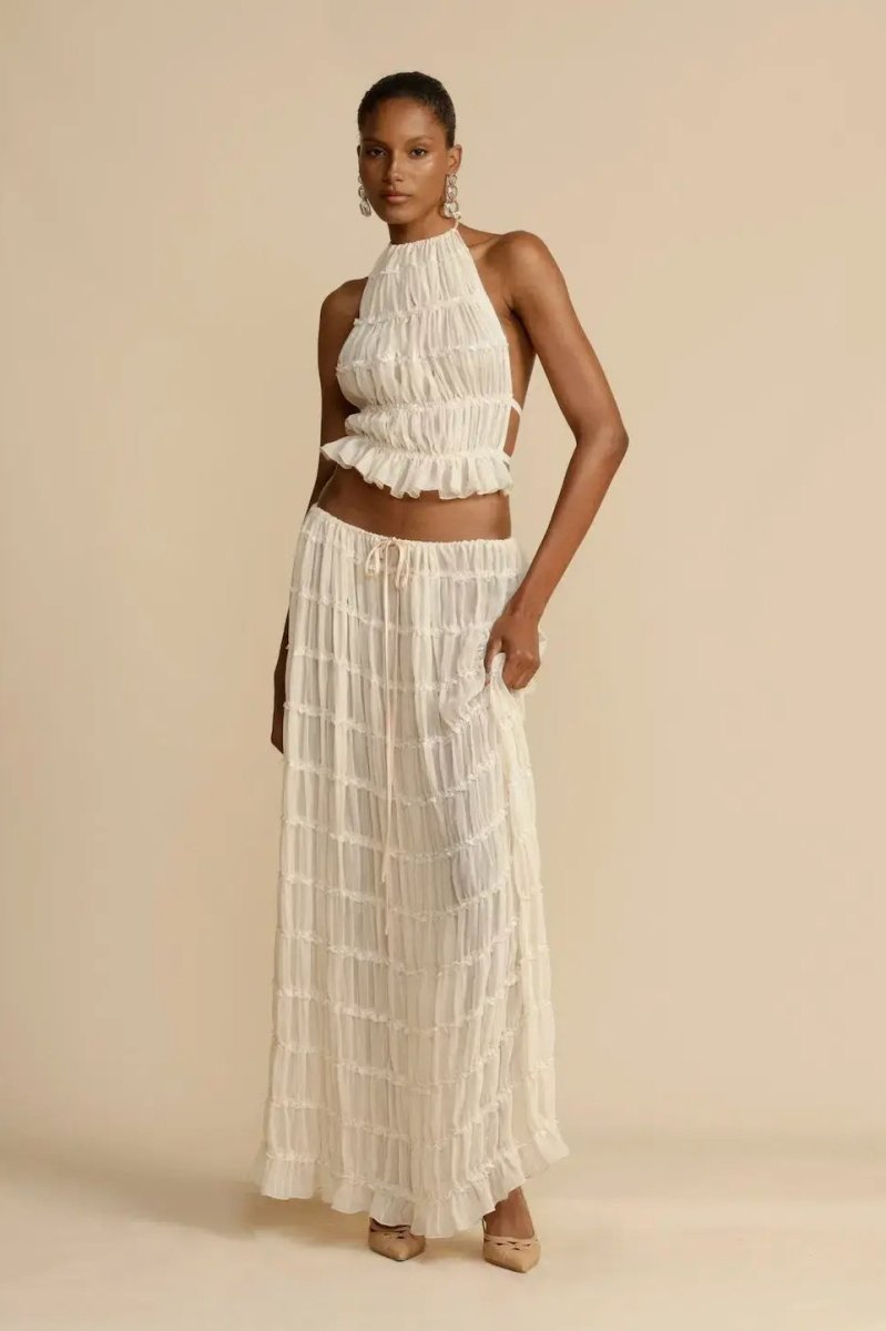 Női két részes szett | halter top és midi szoknya strandhoz