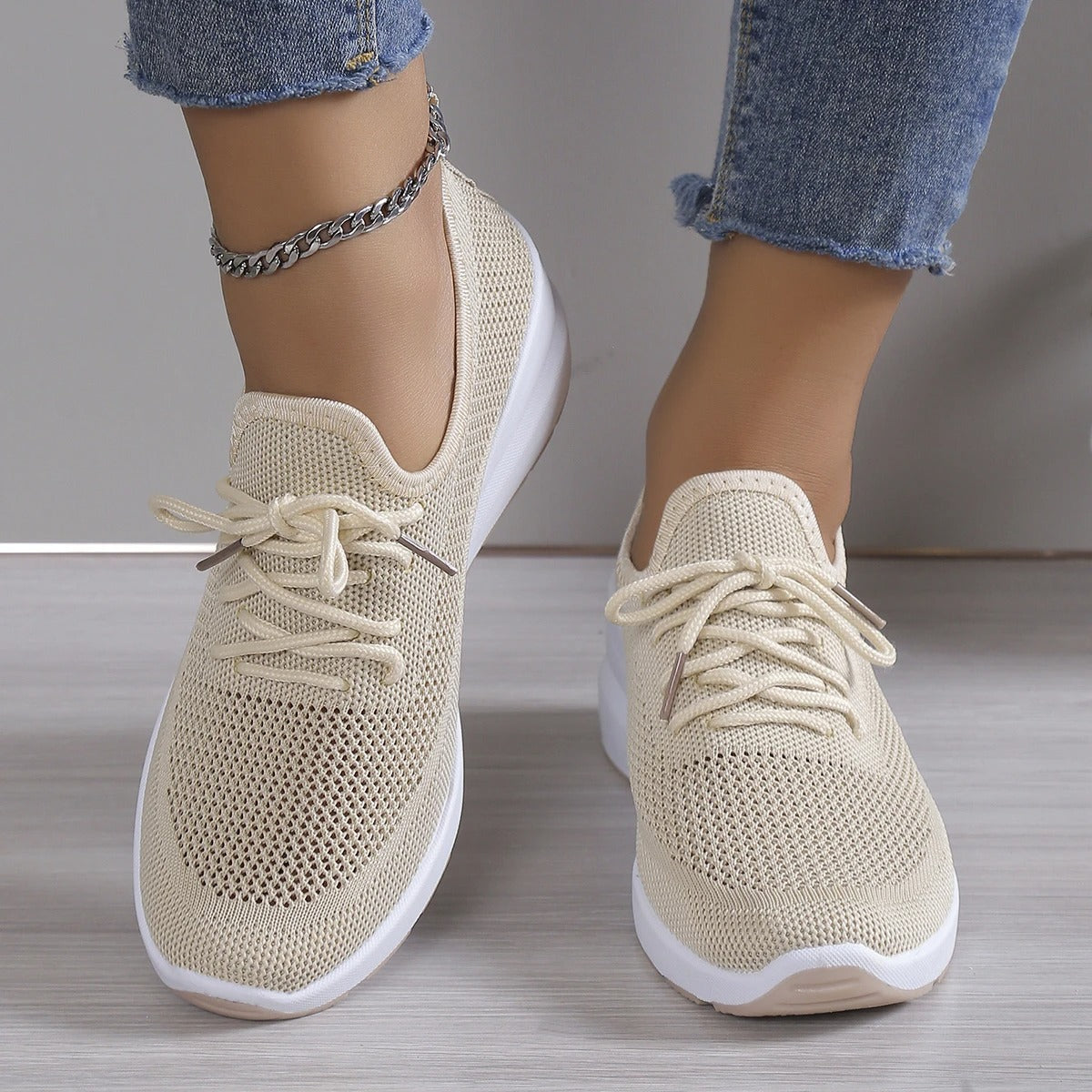 Zapatillas mujer cuña plataforma malla transpirable deporte casual