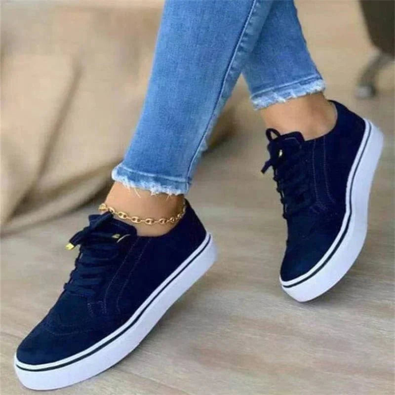 Zapatillas con cordones mujer — suela de plataforma y puntera picada
