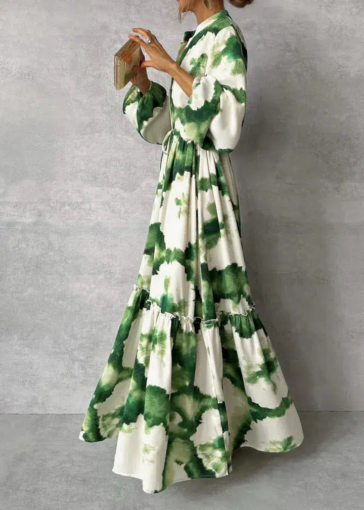 Vestido largo con lazo | vestido de manga larga para eventos